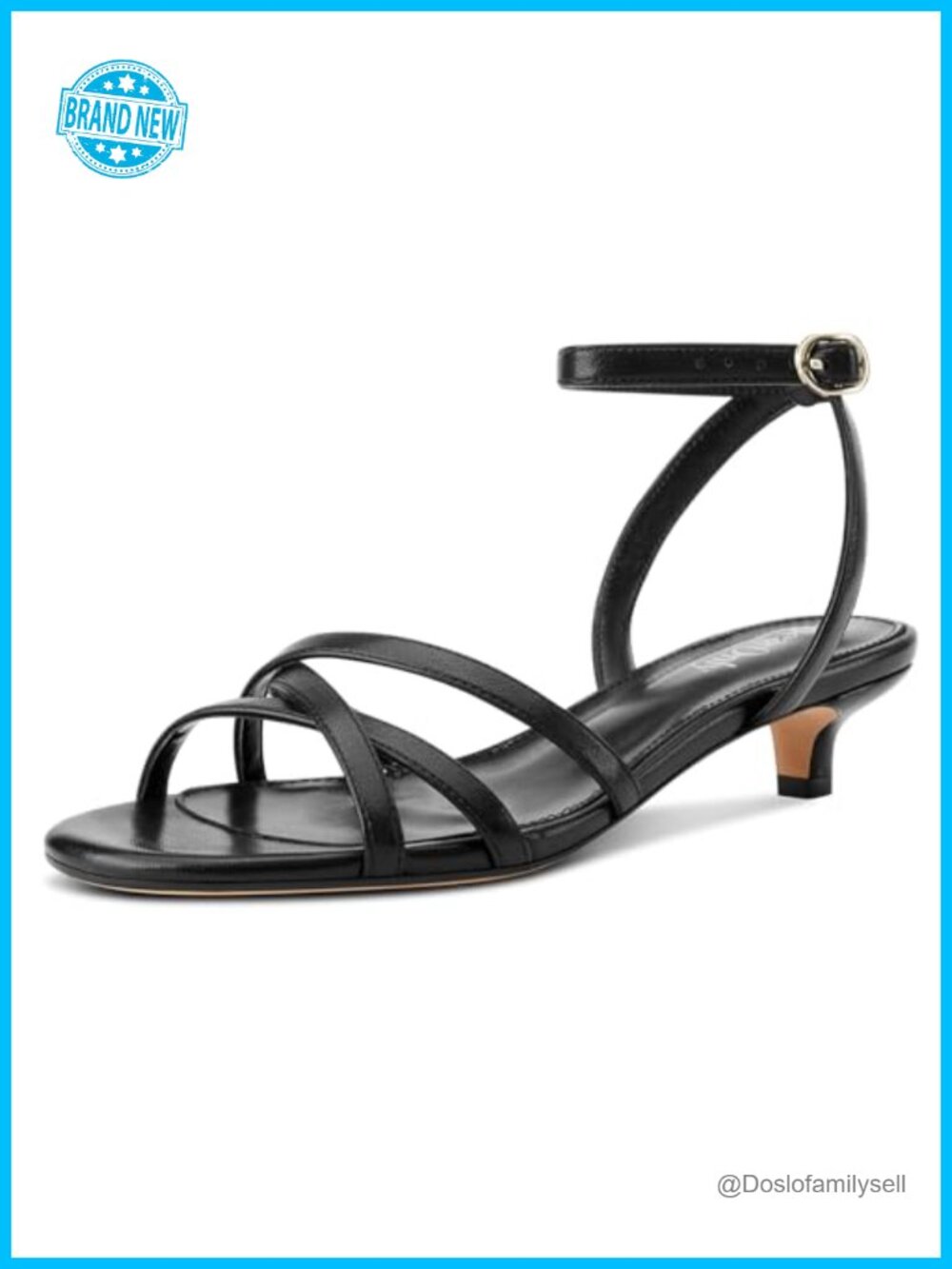 DearOnly Womens Kitten Heel Sandals Ankle Strap Peep Toe Slingback